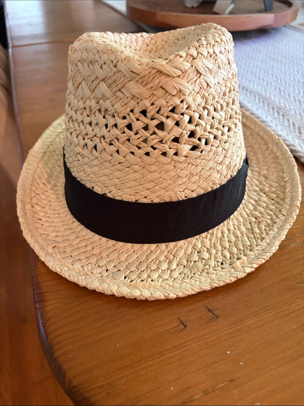J. Crew Straw Fedora Hat with Black Band